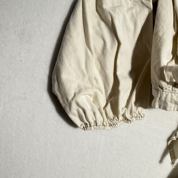 Free People Cream Crop Top Size L Wrap Blouse - Picture 4 of 5